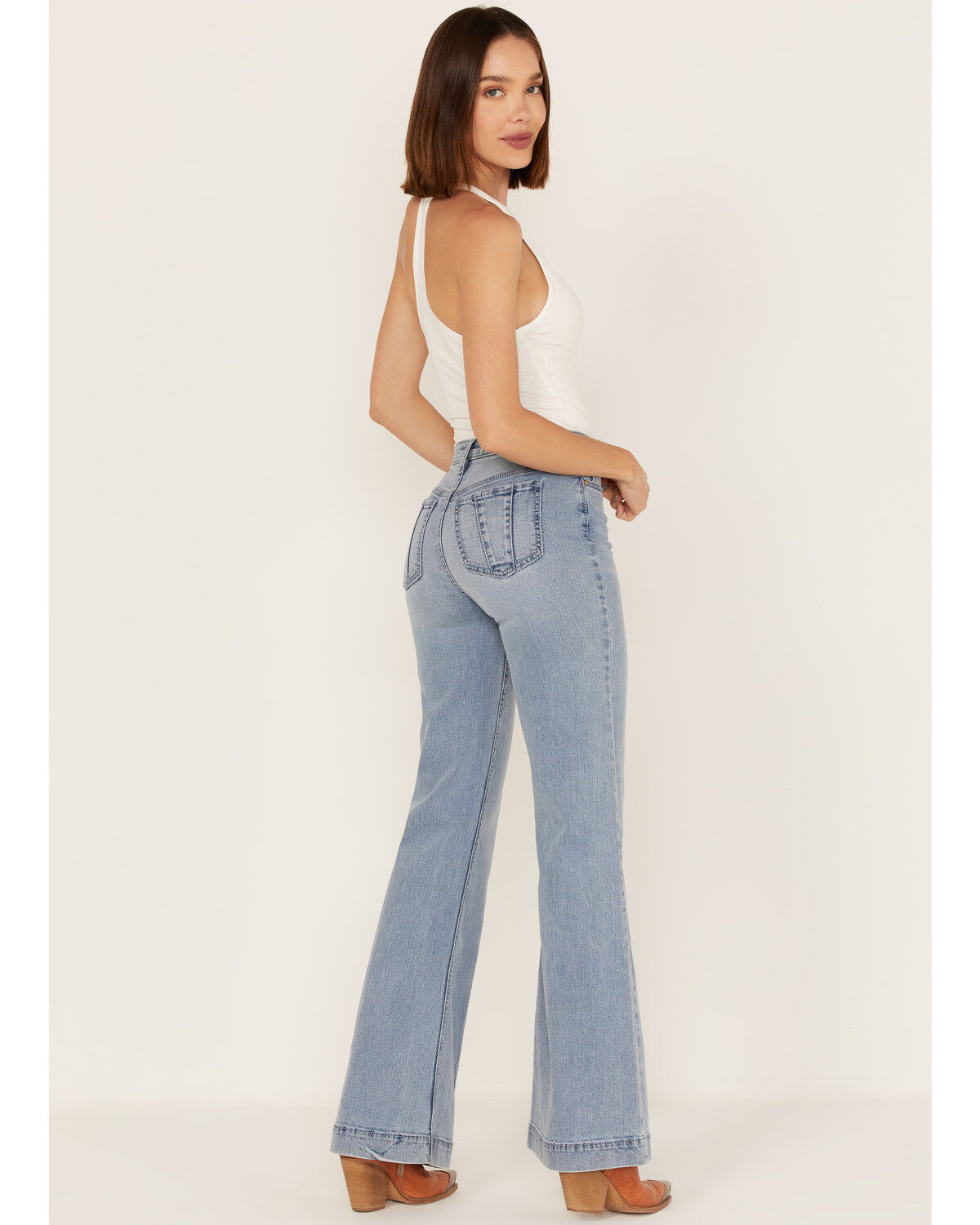 Image #3 - Shyanne Women's Light Wash High Rise Seamed Flare Jeans, Light Wash, hi-res