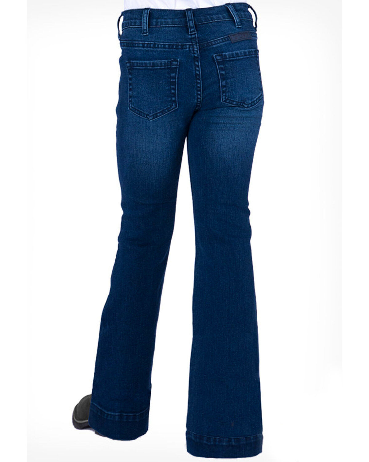 Image #1 - Cowgirl Tuff Girls' Medium Wash Flex Trousers, , hi-res