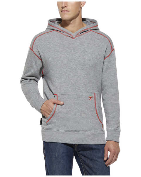 Ariat Men's FR Polartec Work Hooded Sweatshirt - Big , Grey, hi-res