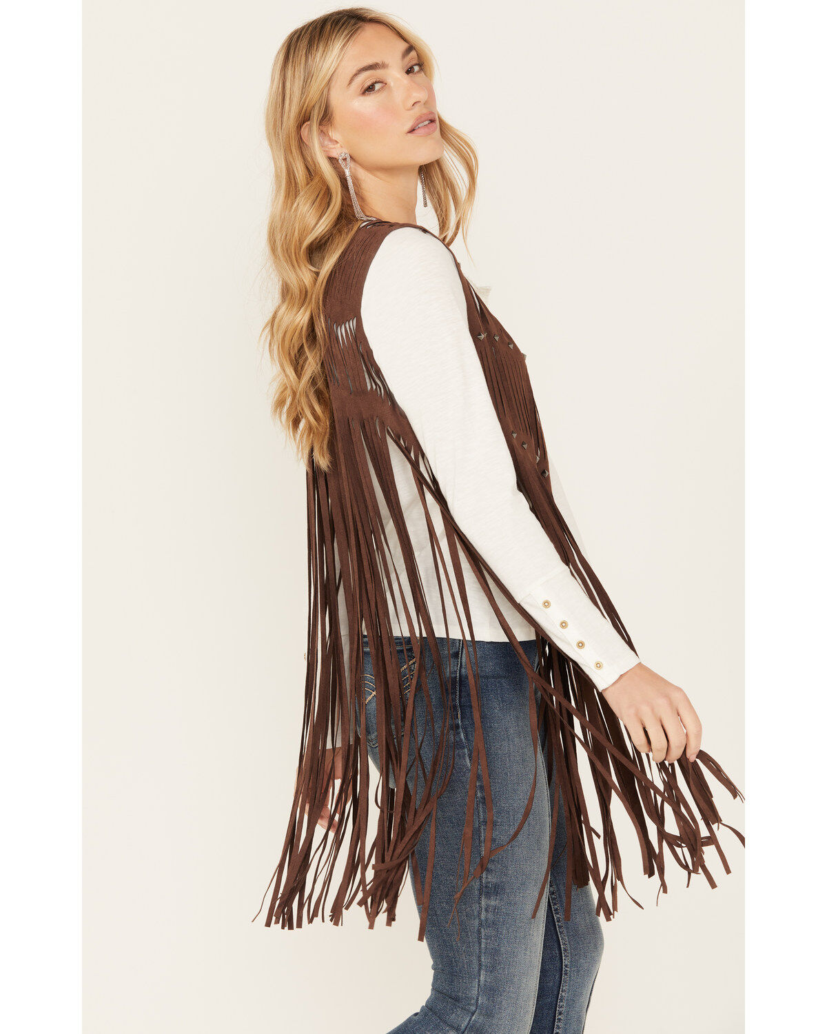 Image #2 - Idyllwind Women's Hattie Beaded Fringe Vest, Dark Brown, hi-res