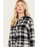 Idyllwind Women's Plaid Print Long Sleeve Woodlands Feather Western Snap Shirt, Slate, hi-res