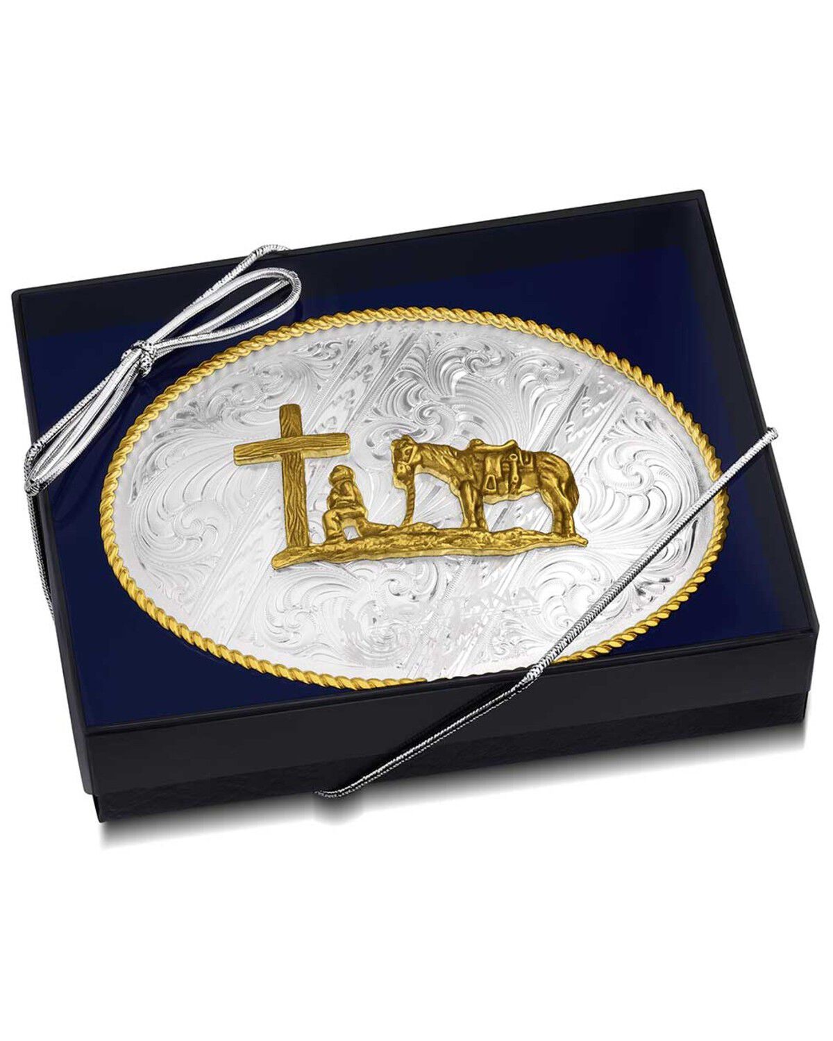 Image #3 - Montana Silversmiths Men's Engraved Christian Cowboy Belt Buckle, Multi, hi-res