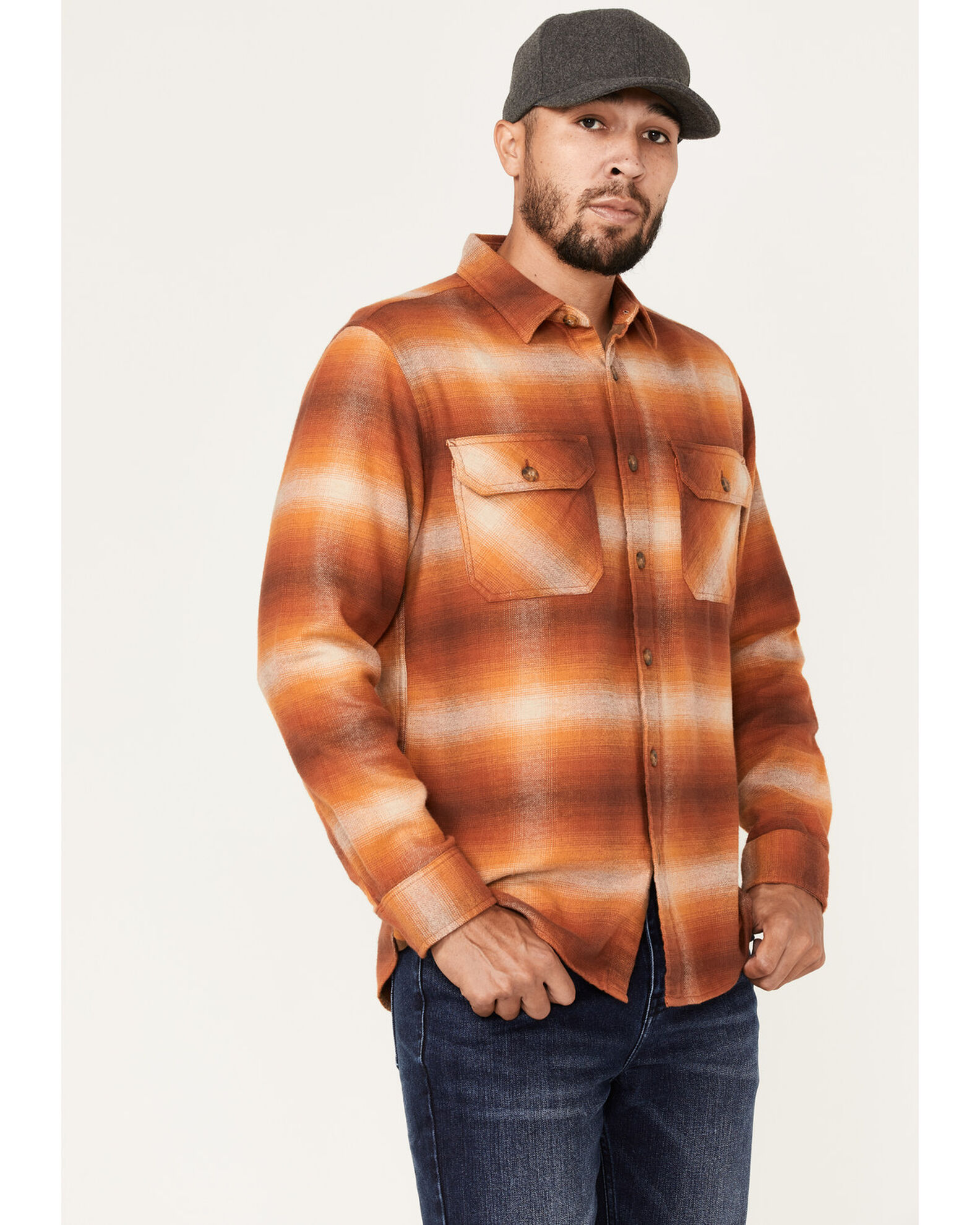 Pendleton Men's Burnside Large Ombre Plaid ButtonDown Western Flannel