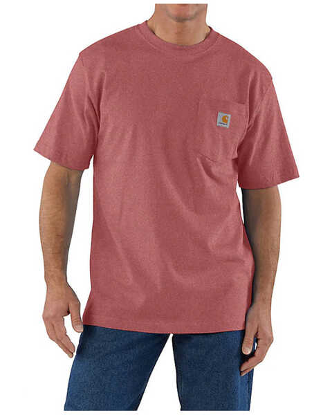 Image #1 - Carhartt Men's Loose Fit Heavyweight Short Sleeve Pocket T-Shirt , Maroon, hi-res