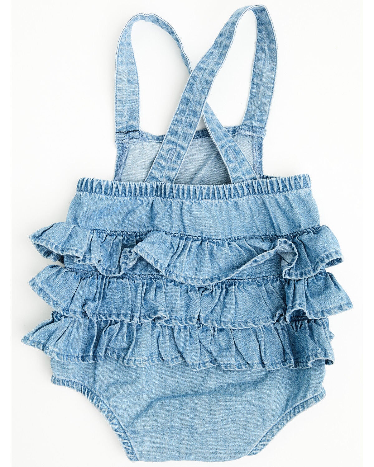 Image #3 - Wrangler Infant Girls' Ruffle Denim Onesie, Blue, hi-res