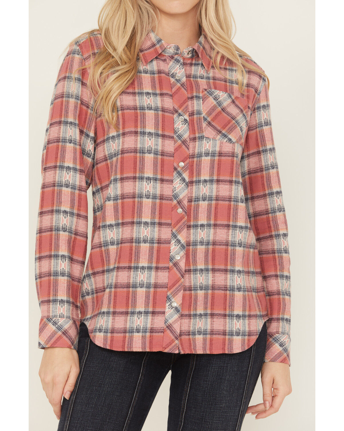 Image #5 - Idyllwind Women's Savoy Plaid Print Long Sleeve Pearl Snap Flannel Shirt, Rose, hi-res