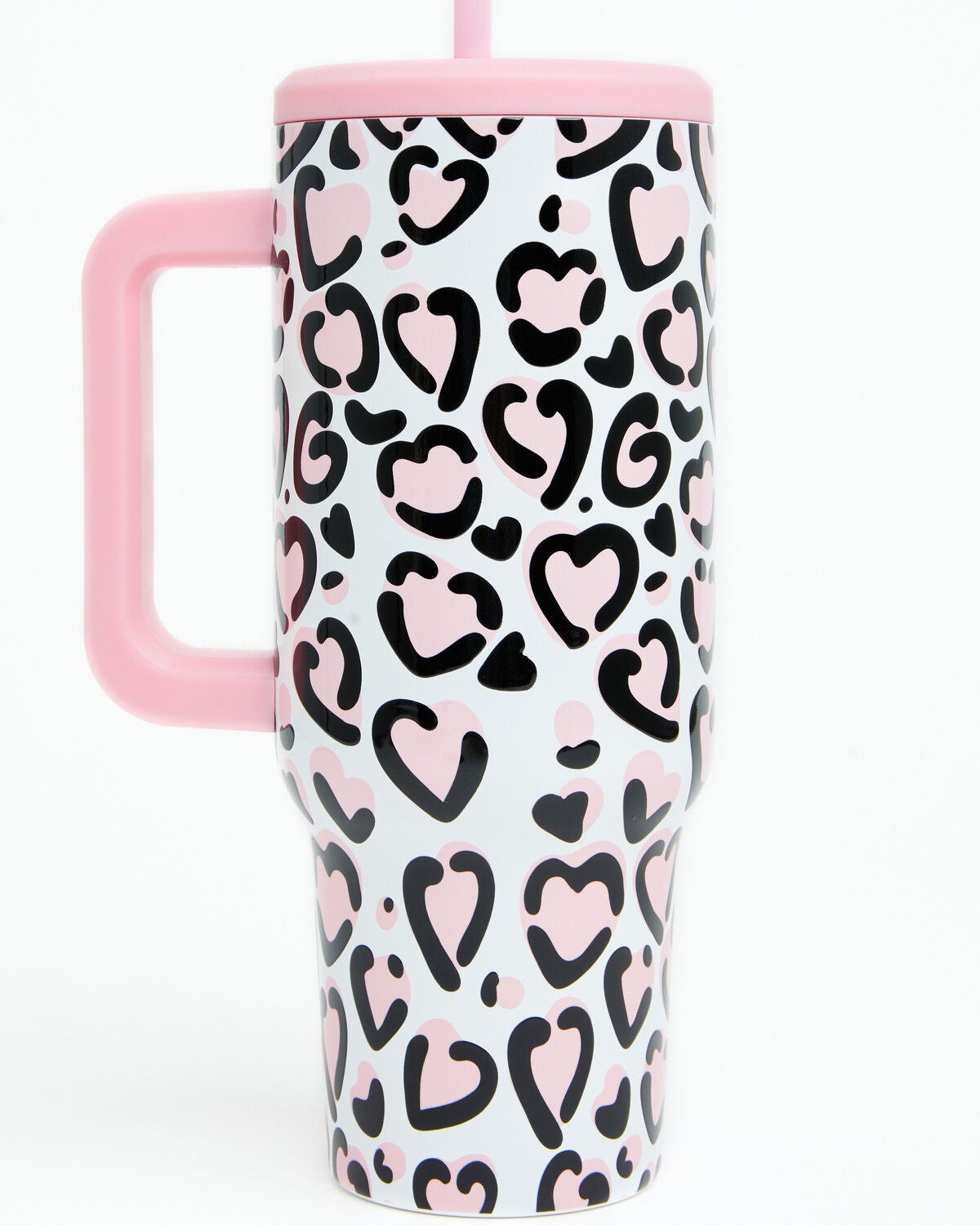 Image #1 - Boot Barn 40oz Leopard Heart Tumbler with Straw, Multi, hi-res