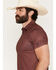 Image #2 - Cowboy Hardware Men's Mose Geo Print Short Sleeve Snap Polo, Maroon, hi-res