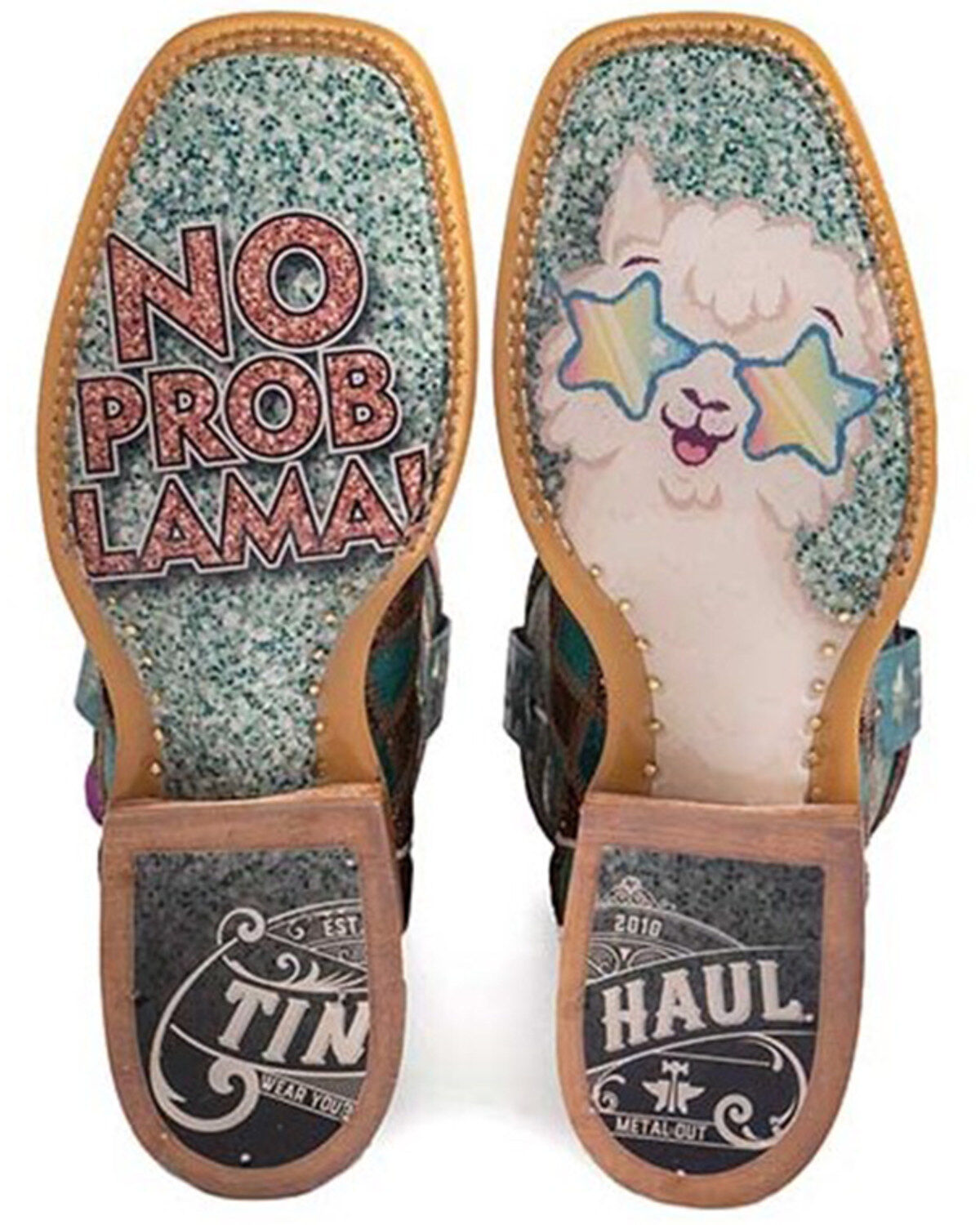 Image #2 - Tin Haul Women's No Probl-Lama Western Boots - Broad Square Toe, Multi, hi-res