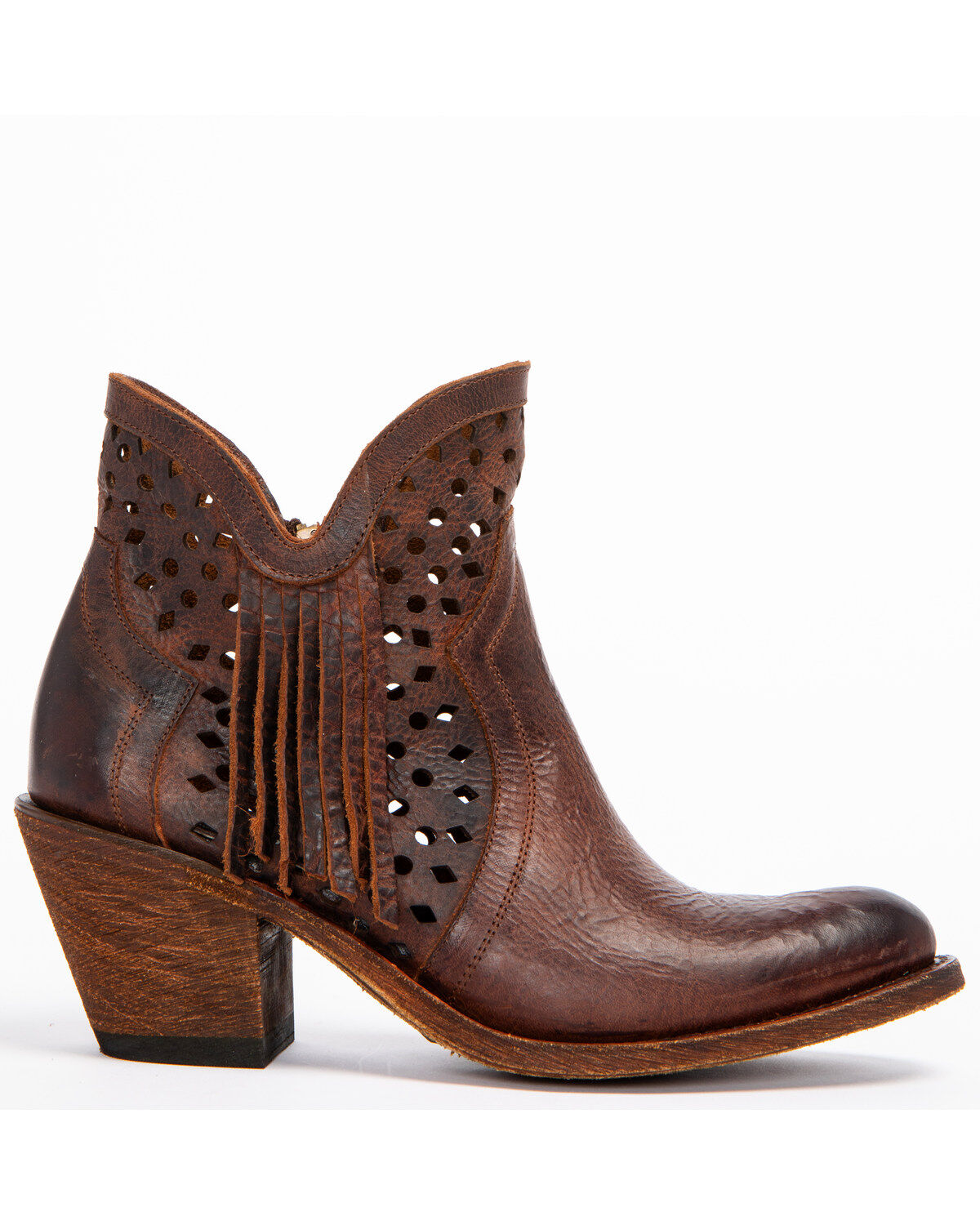Image #2 - Shyanne Women's Brown Nicki Zipper Booties - Round Toe, , hi-res
