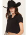 Image #2 - Idyllwind Women's Short Sleeve Fringe Top, Black, hi-res