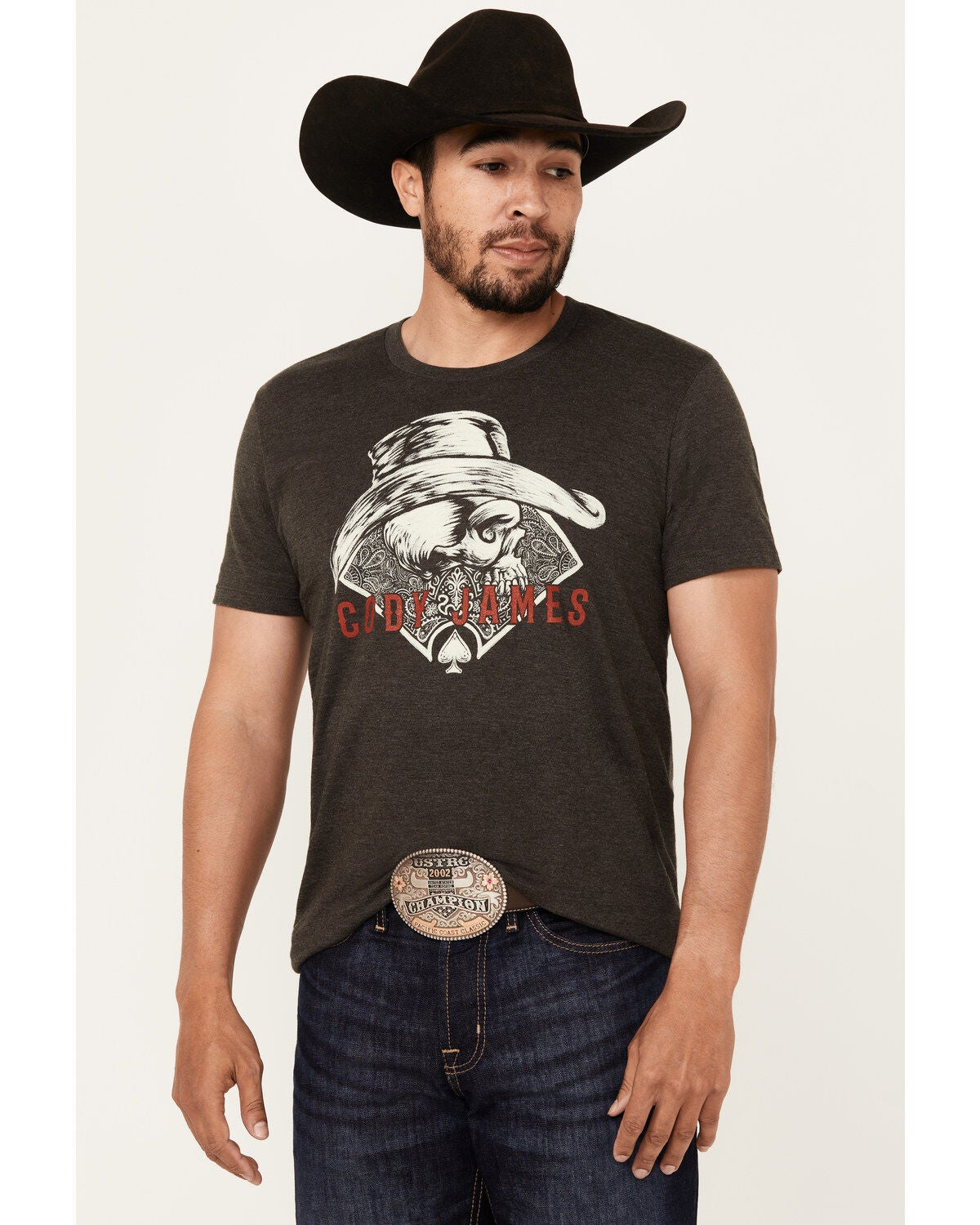 Cody James Men's Ace Skeleton Short Sleeve Graphic T-Shirt, Charcoal, hi-res