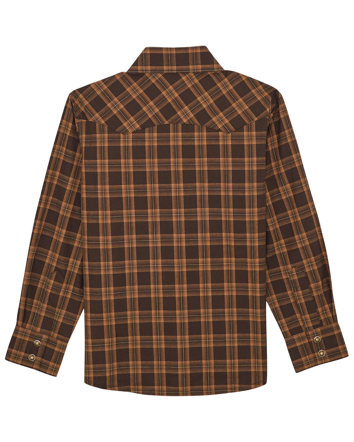 Image #2 - Wrangler Retro Boys' Plaid Print Long Sleeve Snap Western Shirt, Brown, hi-res
