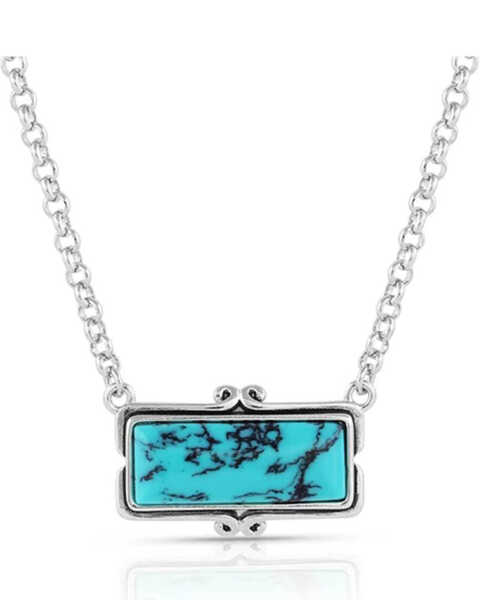 Montana Silversmiths Women's Looking Glass Turquoise Necklace , Silver, hi-res