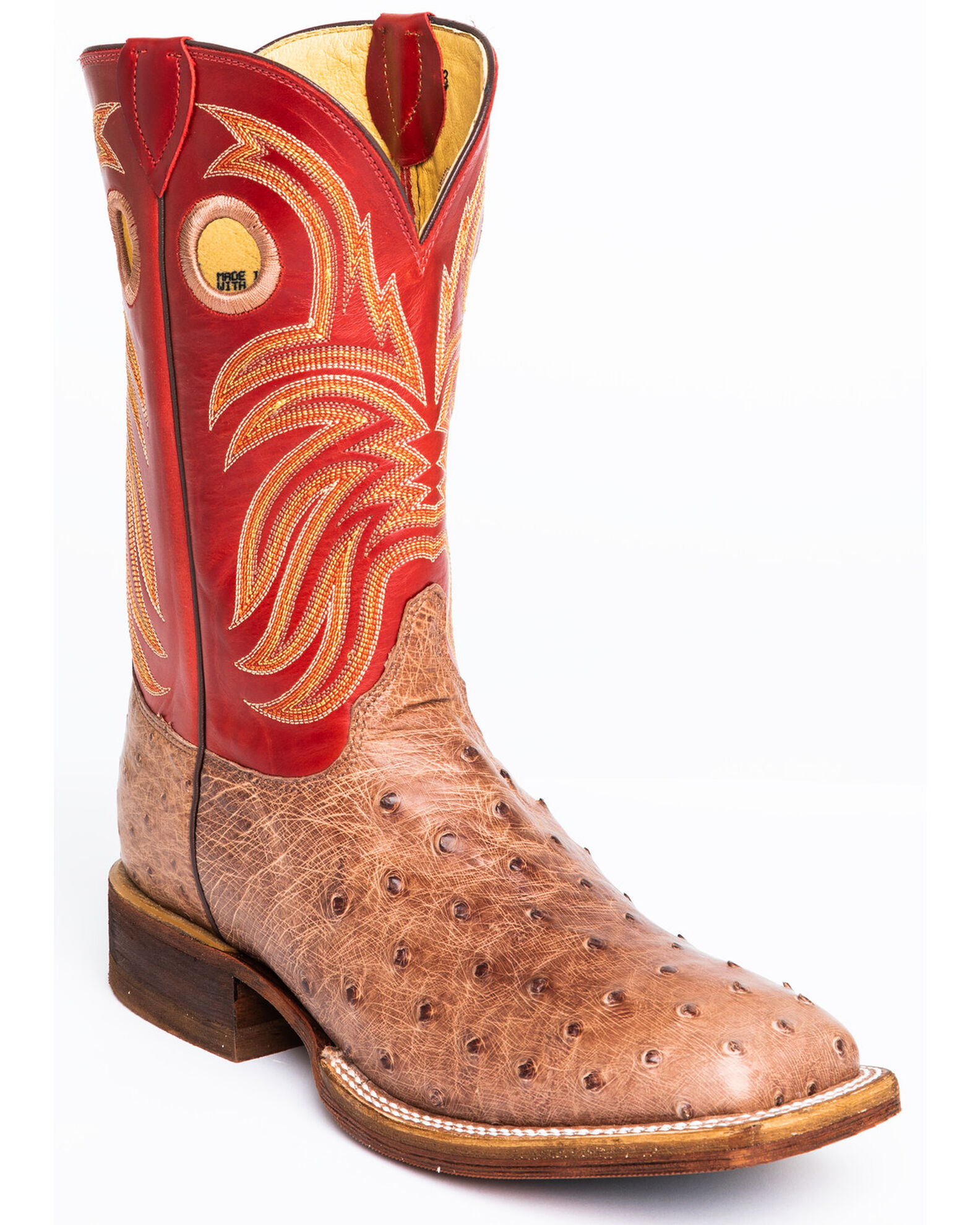 Product Name Justin Men s Cognac Ostrich Western Boots Wide Square Toe