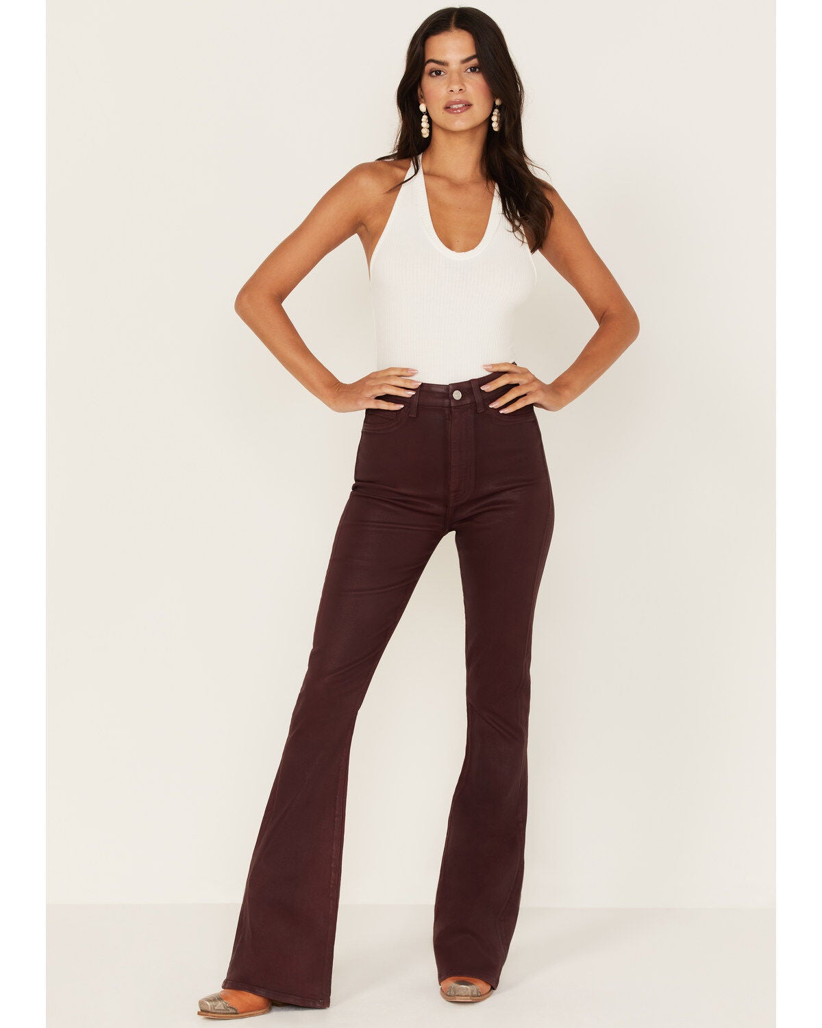 7 For All Mankind Women's High Rise Coated Slim Bootcut Jeans, Ruby, hi-res