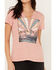 Blended Women's Desert Short Sleeve V-Neck Graphic Tee, Pink, hi-res