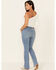 Image #2 - Rock & Roll Denim Women's Medium Wash Embroidered Mid Rise Bootcut Jean, Blue, hi-res