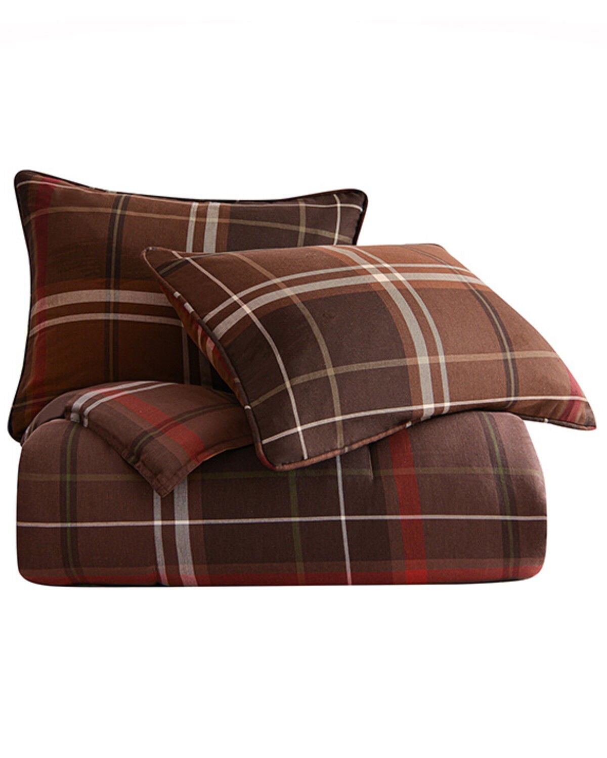 HiEnd Accents Jackson Plaid Print 3 Piece Duvet Cover Set - Queen Size, Brown, hi-res