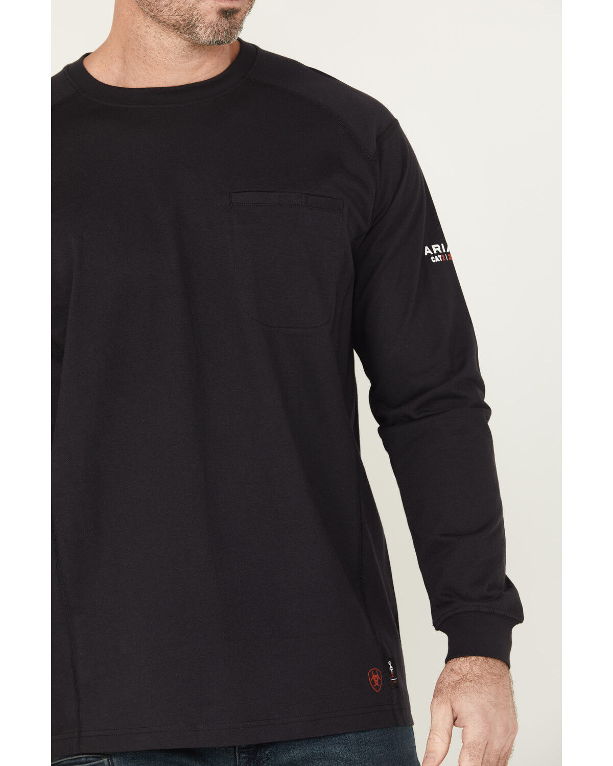 Image #4 - Ariat Men's FR Air Graveyard Shift Long Sleeve Pocket Work T-Shirt, Black, hi-res