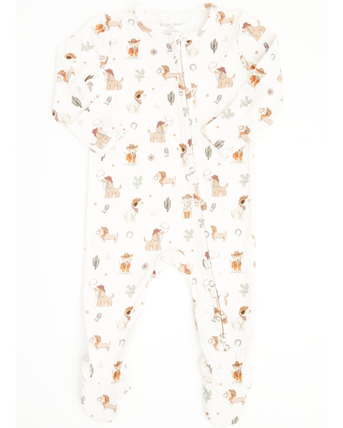 Image #1 - Angel Dear Infant Boys' Cowboy Dogs Long Sleeve Zipper Onesie, , hi-res
