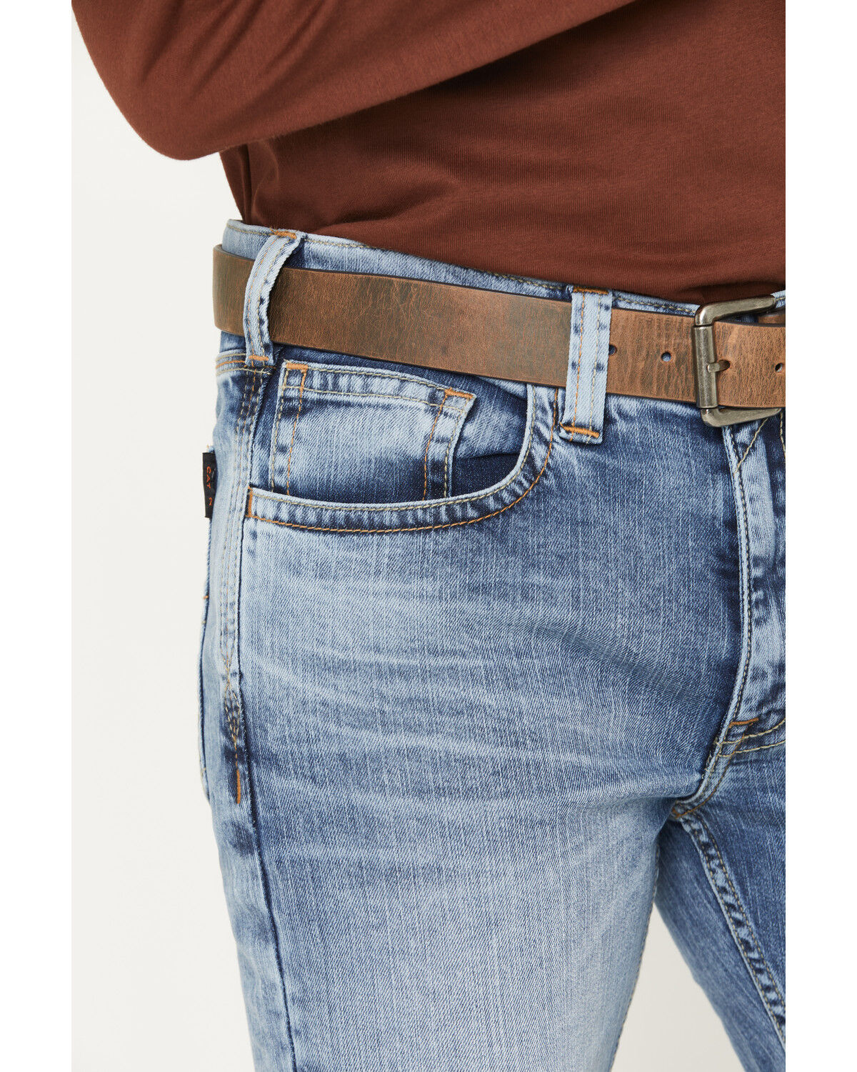 Image #2 - Cody James Men's FR Clover Leaf Wash Slim Straight Stretch Denim Jeans, Light Wash, hi-res