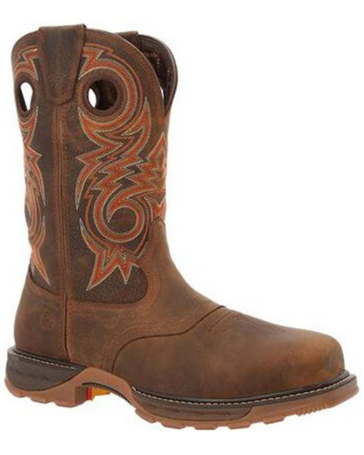 Durango Men's Saddle Waterproof Western Work Boots - Composite Toe, Brown, hi-res