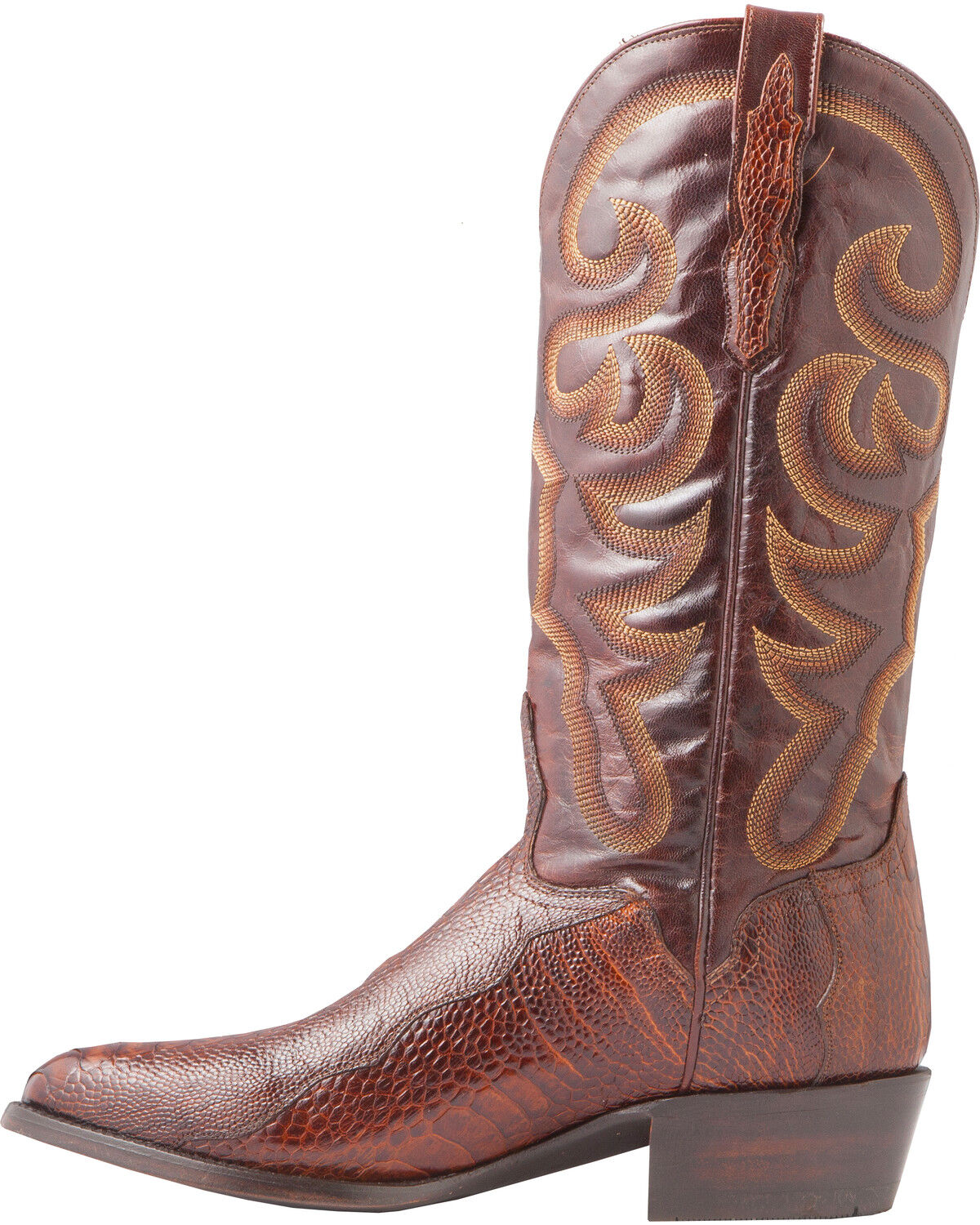 Image #3 - El Dorado Men's Handmade Ostrich Leg Brass Western Boots - Round Toe, Bronze, hi-res