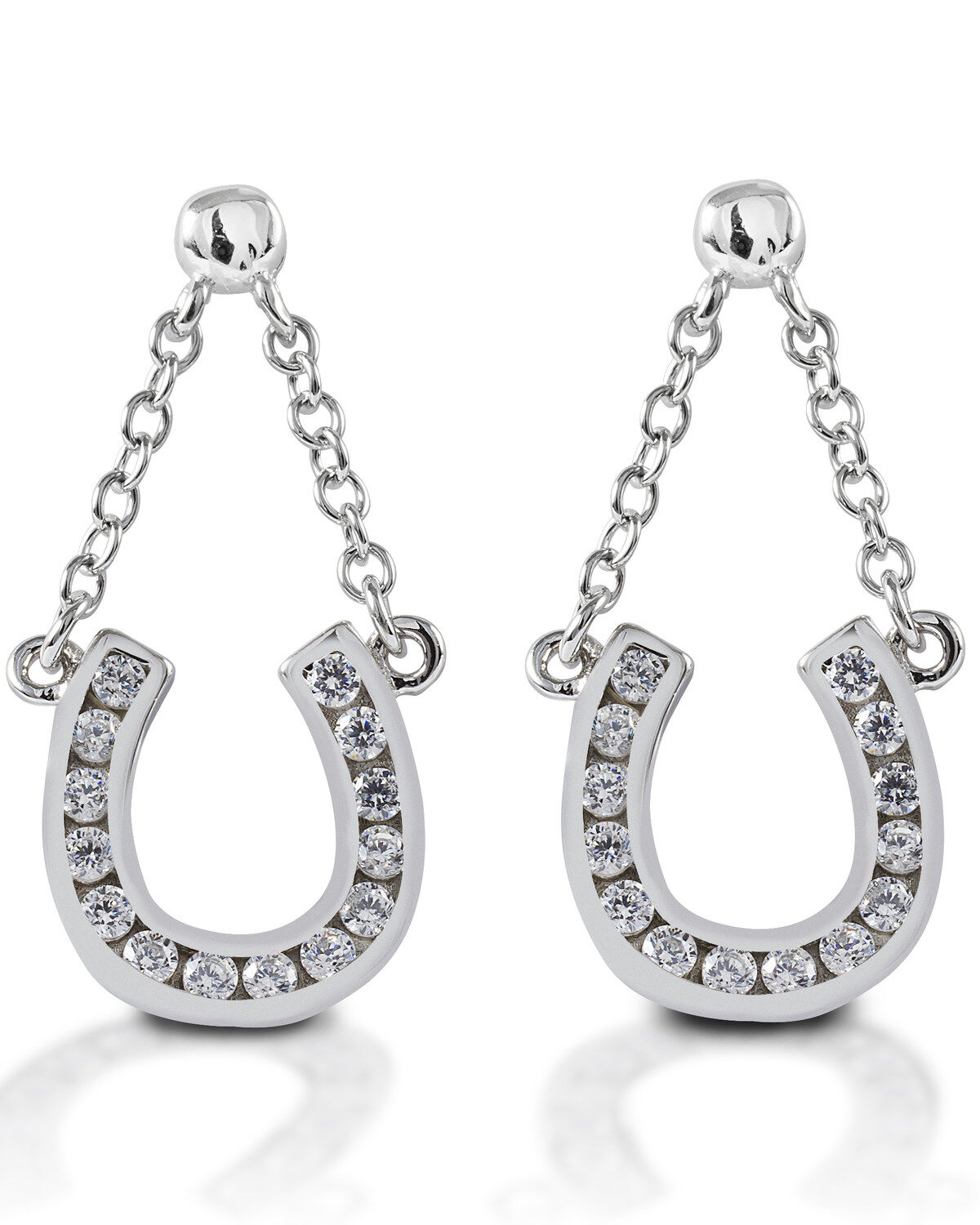 Image #1 - Kelly Herd Women's Horseshoe Dangle Earrings, Silver, hi-res