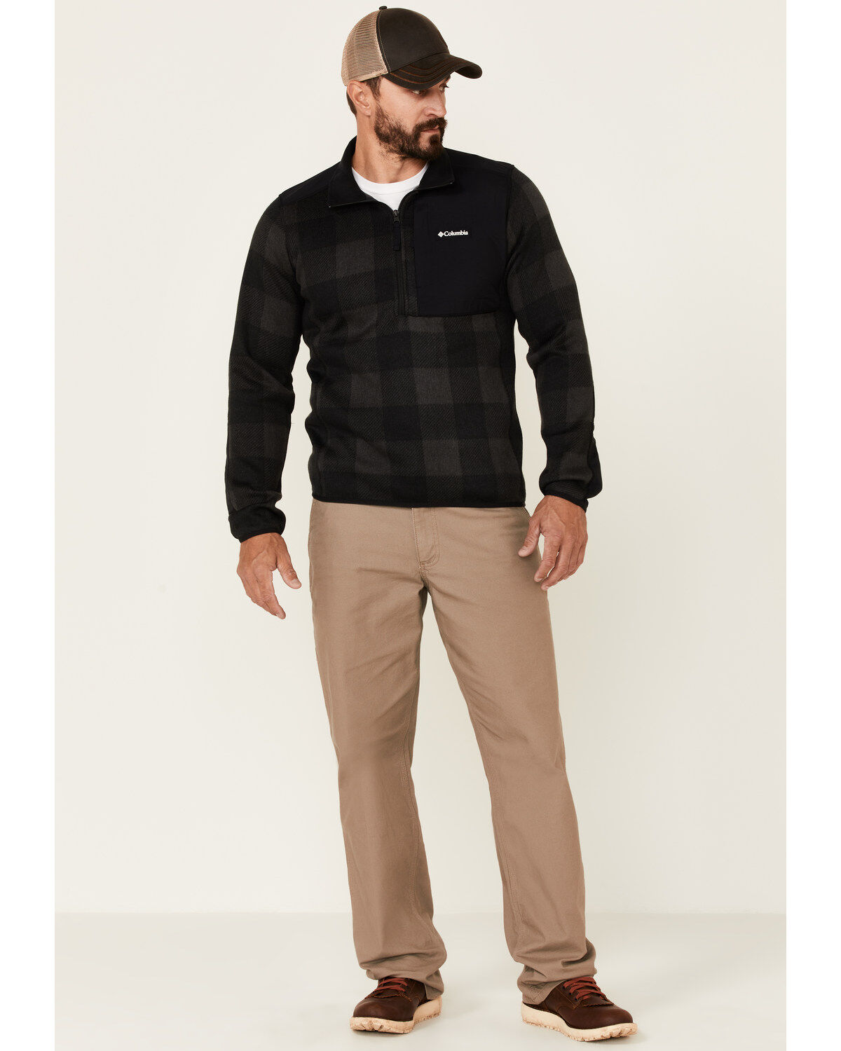 Image #2 - Columbia Men's Buffalo Plaid Print Weather 1/2 Zip Fleece Pullover, Black, hi-res