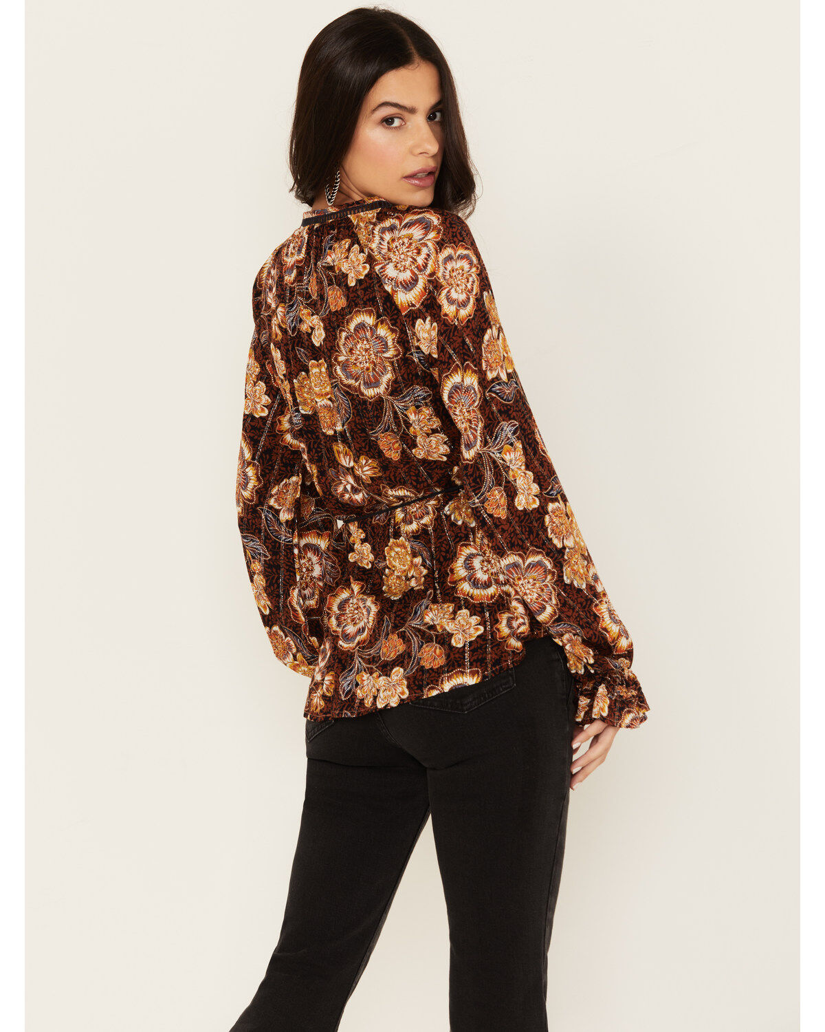 Image #4 - Shyanne Women's Belted Peasant Top, Dark Blue, hi-res