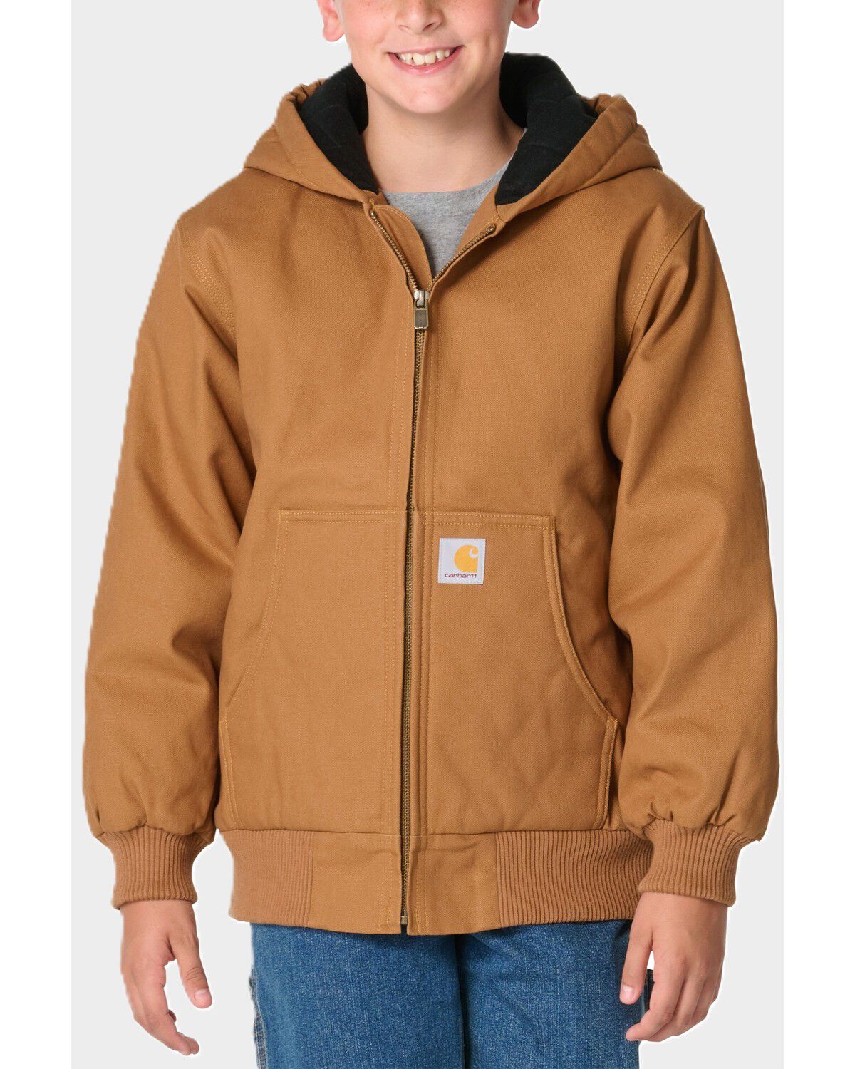Image #1 - Carhartt Little Boys' Canvas Insulated Hooded Active Jacket, Brown, hi-res