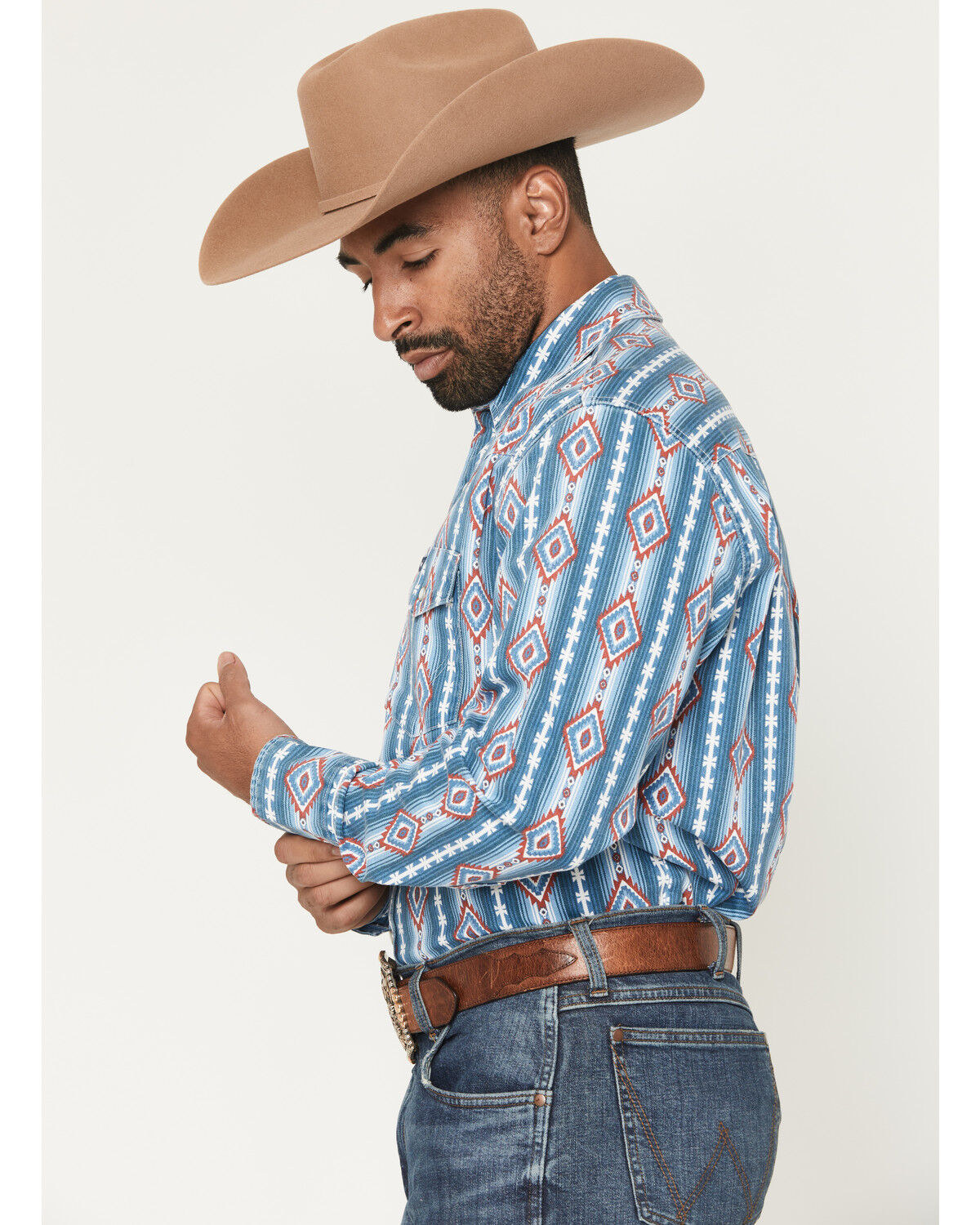Image #2 - Wrangler Men's Vintage Brushpopper Americana Striped Print Long Sleeve Snap Western Shirt, Multi, hi-res