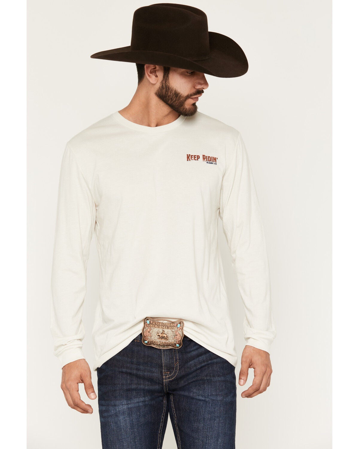 Image #2 - RANK 45&reg; Men's Keep Ridin' Long Sleeve Graphic T-Shirt, Natural, hi-res
