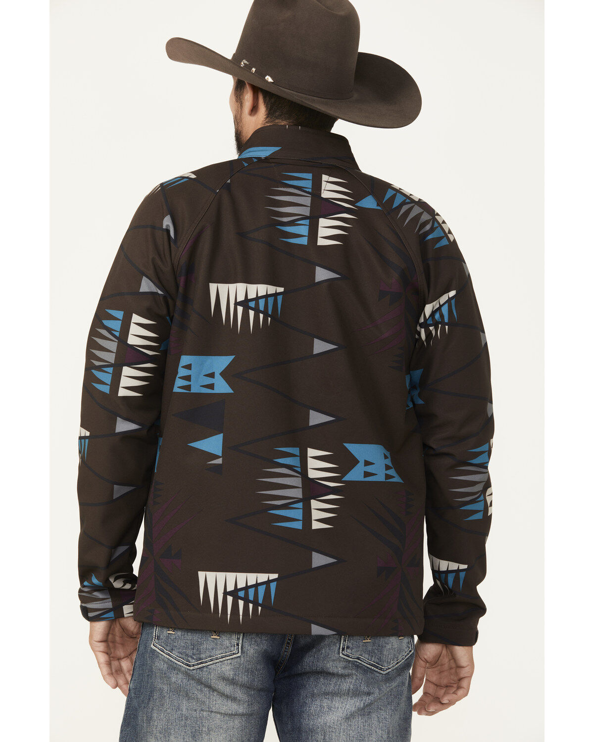 Image #4 - RANK 45® Men's Southwestern Print Softshell Jacket - Big, Chocolate, hi-res