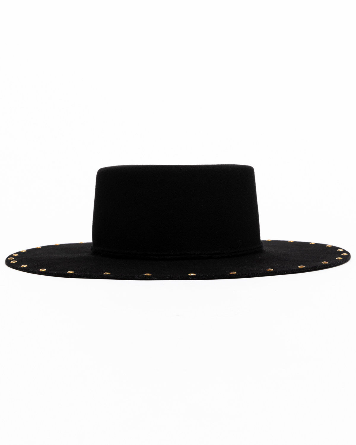 Image #3 - Shyanne Women's Boater Gold Stud Western Wool Felt Hat , Black, hi-res