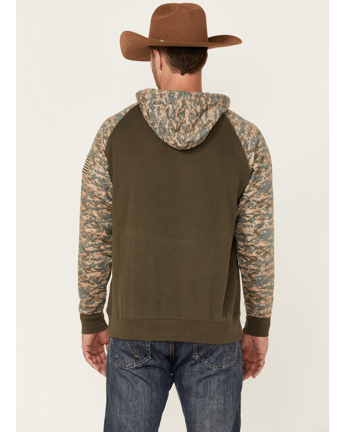 Image #4 - Ariat Men's Camo Patriot Hooded Sweatshirt, Green, hi-res