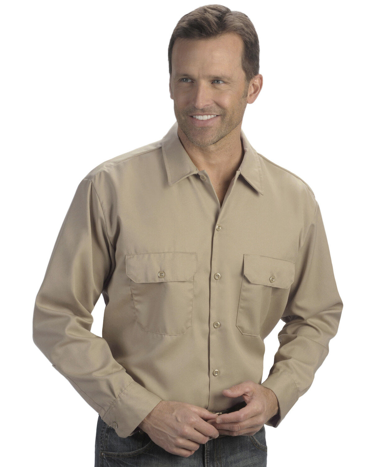Image #1 - Dickies Men's Solid Twill Long Sleeve Work Shirt - Folded, , hi-res