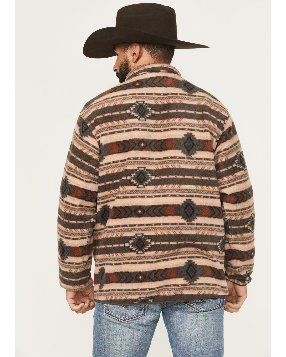 Image #4 - Cinch Men's Southwestern Print 1/4 Snap Pullover - Big, Brown, hi-res