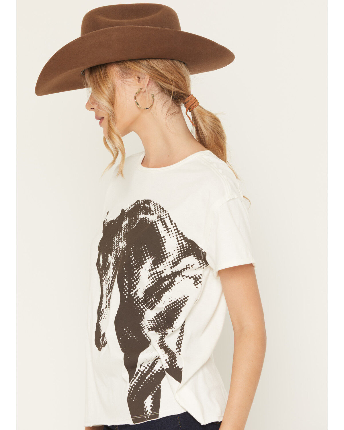Image #2 - Shyanne Women's Horse Pixel Short Sleeve Graphic Tee, Cream, hi-res