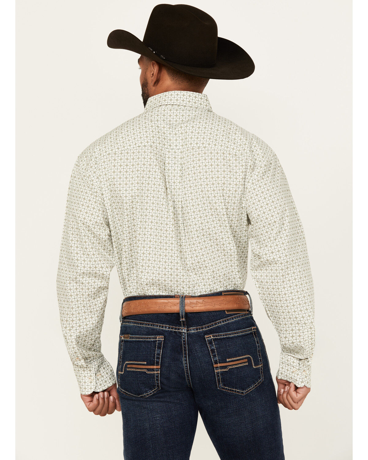 George Strait by Wrangler Men's Medallion Print Long Sleeve Button-Down Western Shirt