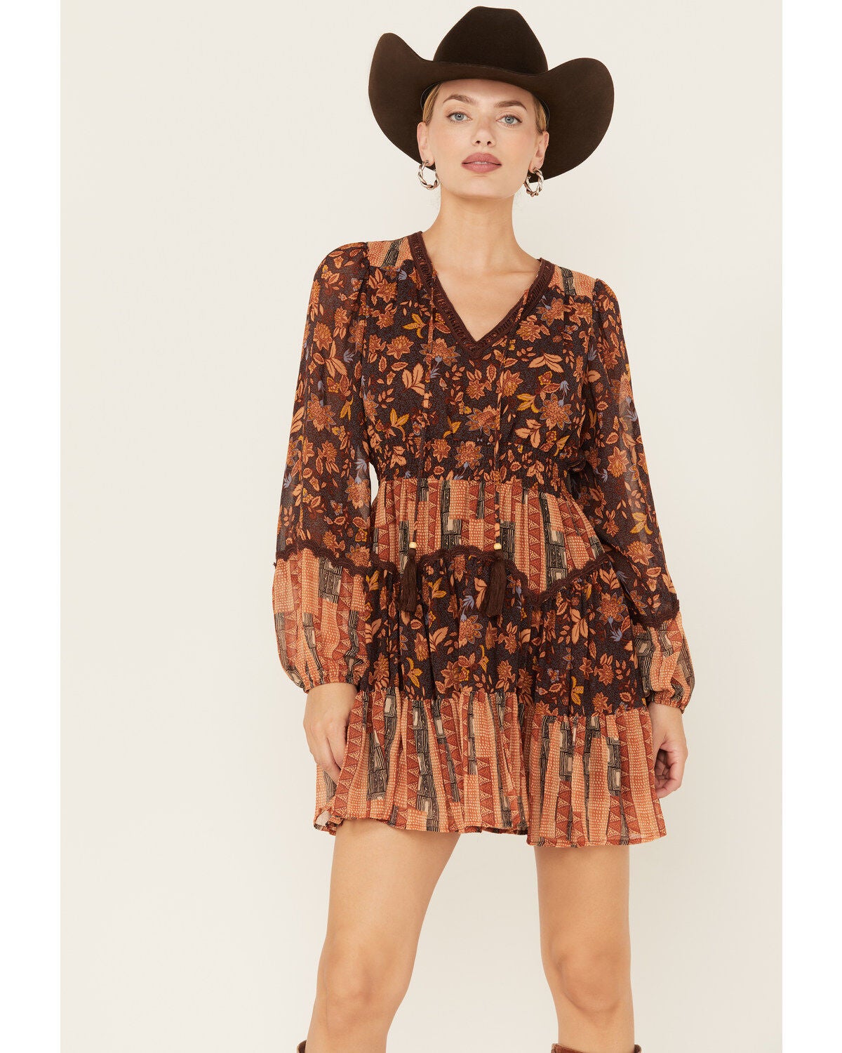 Miss Me Women's Floral Print Long Sleeve Mini Dress | Boot Barn