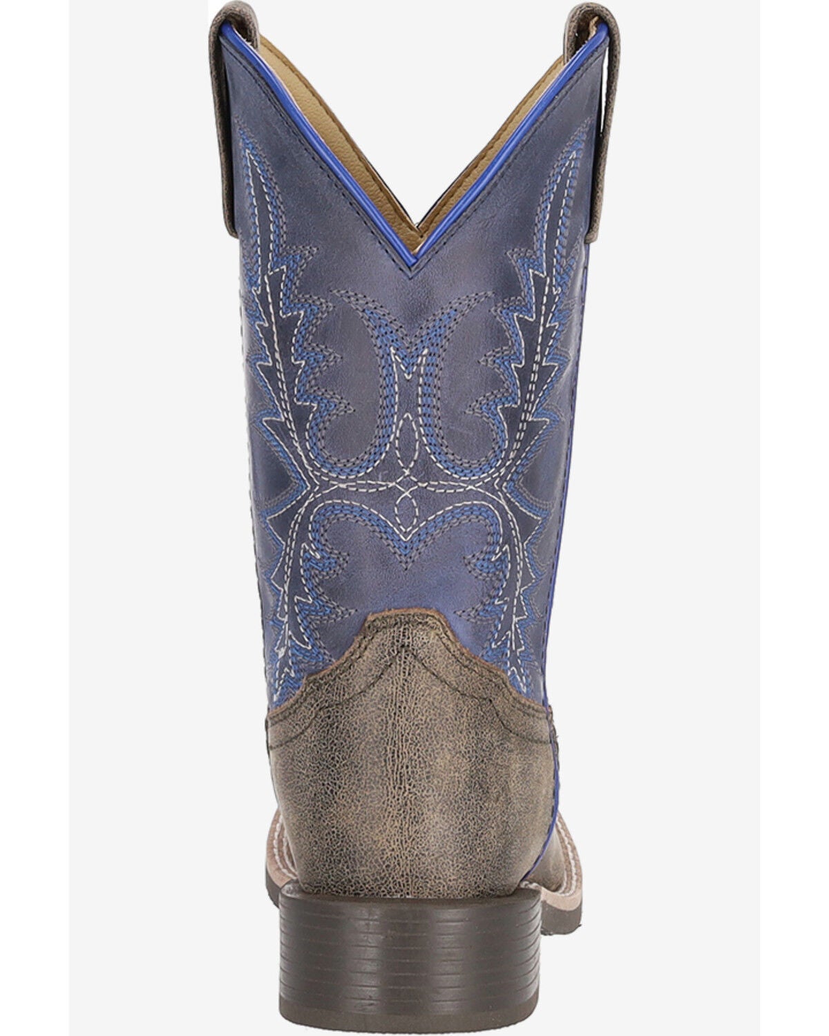 Image #4 - Old West Boys' Harrison Western Boots - Broad Square Toe, Blue, hi-res