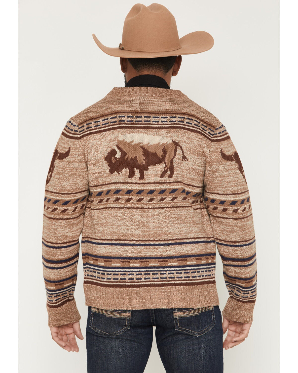 Image #4 - Cotton & Rye Men's Novelty Steerhead Zip-Up Sweater, Tan, hi-res