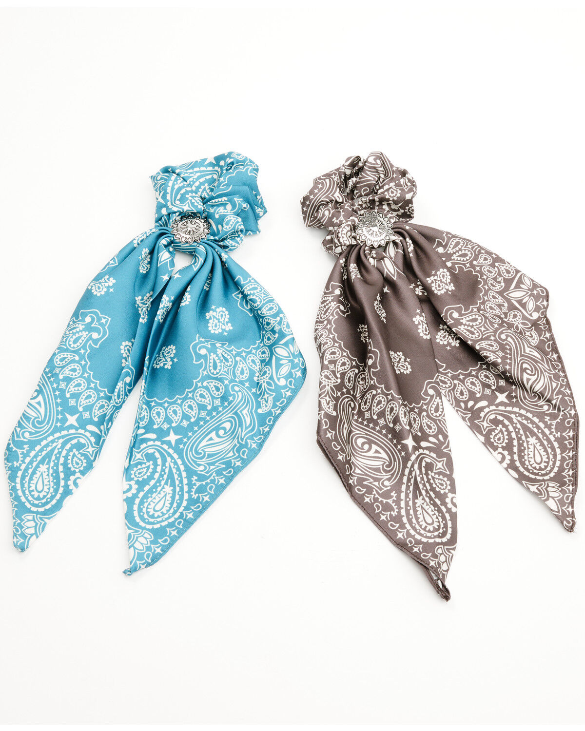 Image #3 - Shyanne Women's Constance Bandana Concho Hair Scrunchie Set - 2 Piece, Chocolate, hi-res