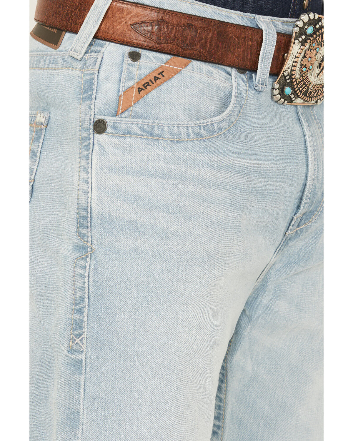 Image #2 - Ariat Men's M7 Clive Light Wash High Rise Slim Straight Stretch Denim Jeans, Light Wash, hi-res
