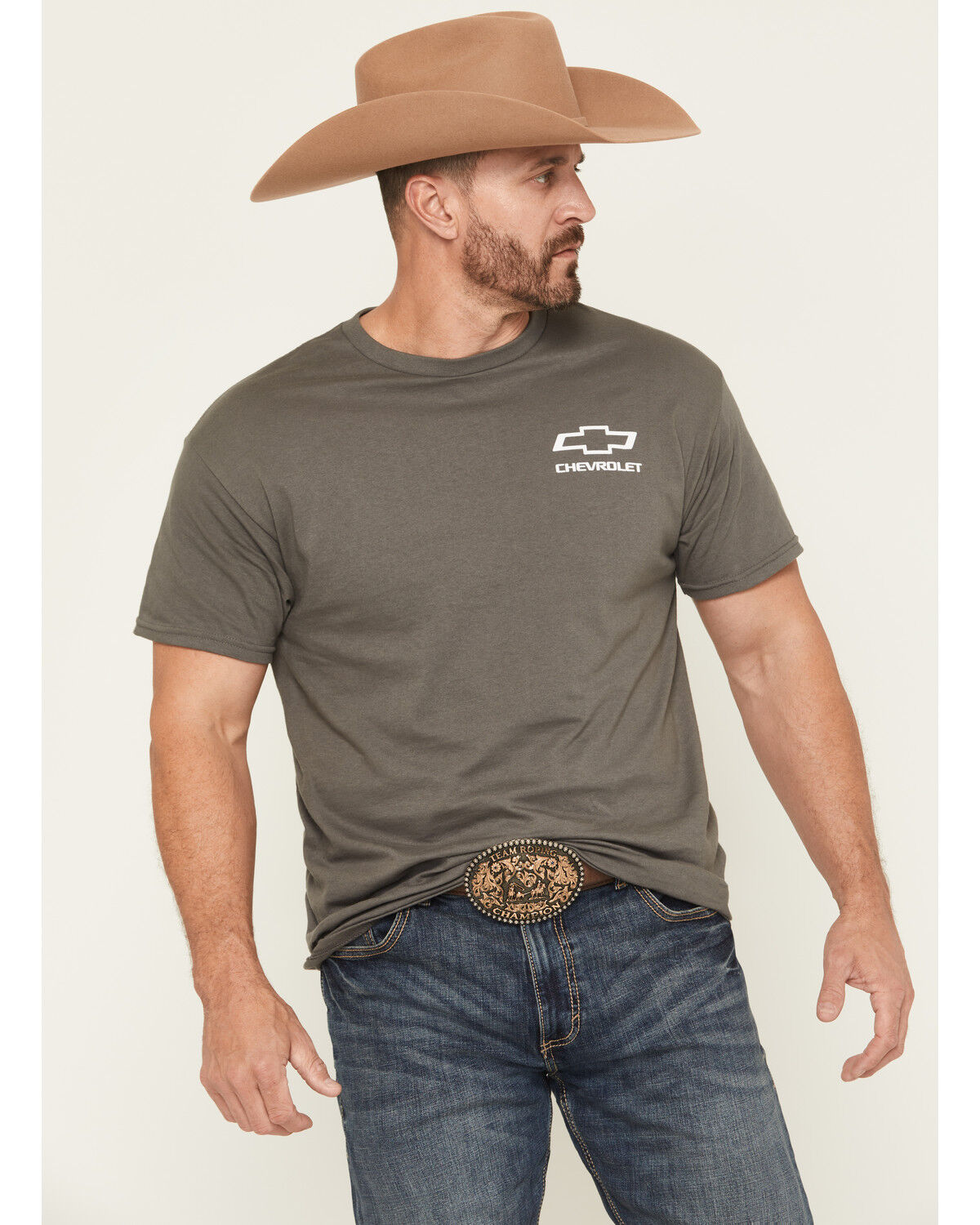 Image #2 - Buckwear Men's Chevy Camo Logo Print Short Sleeve Graphic T-Shirt, Charcoal, hi-res