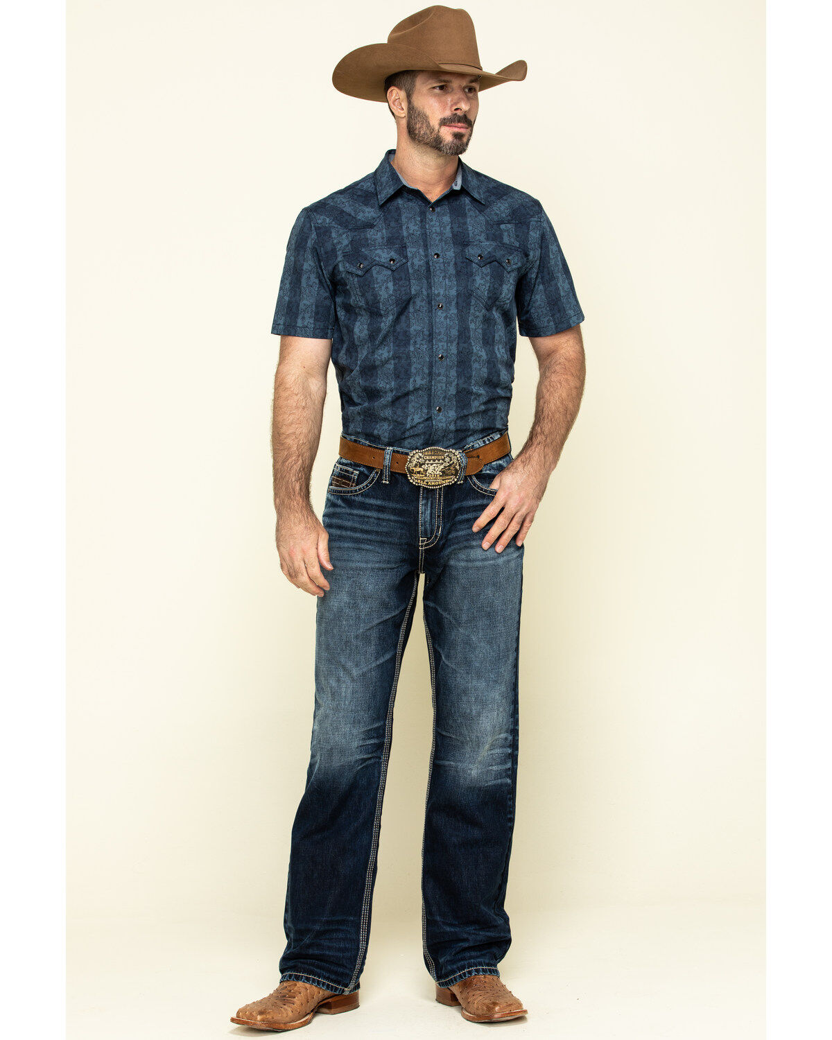 Image #6 - Cody James Men's Paisley Check Plaid Short Sleeve Western Shirt , , hi-res