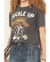 Image #3 - Blended Women's Buckle Up Fringe Short Sleeve Graphic Tee, Charcoal, hi-res