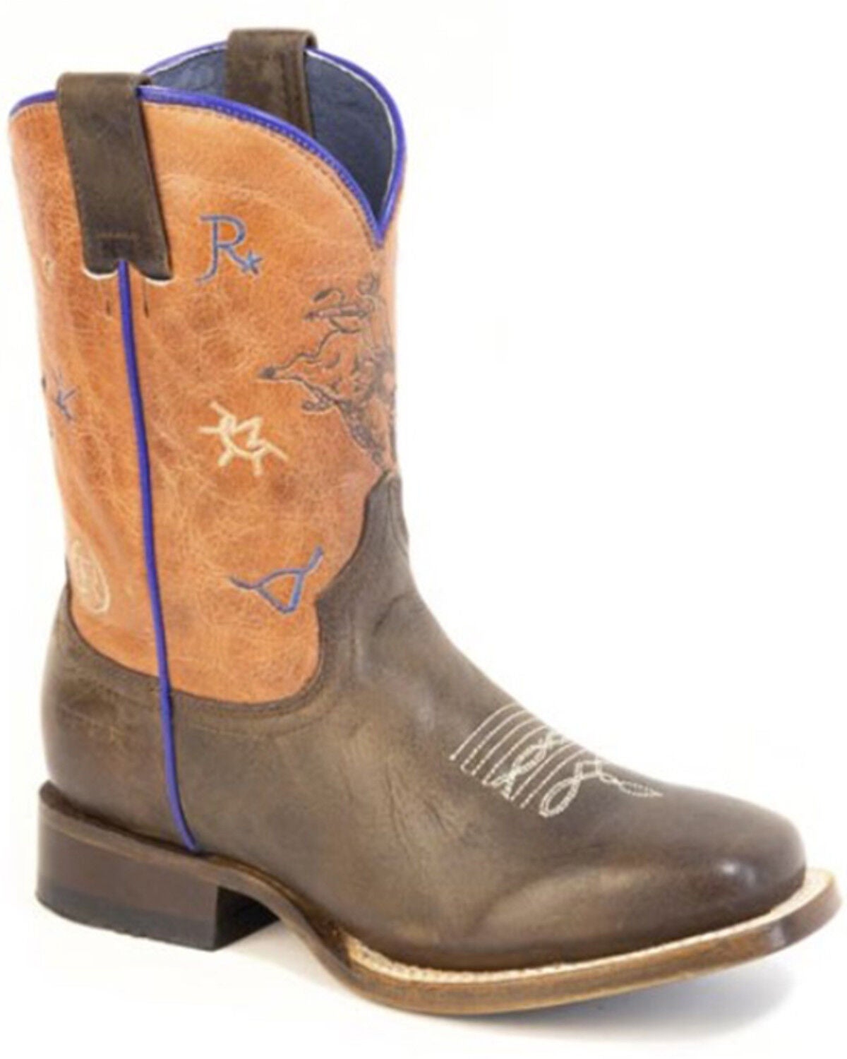 Roper Little Boys' Brahma Brands Western Boots - Broad Square Toe, Brown, hi-res